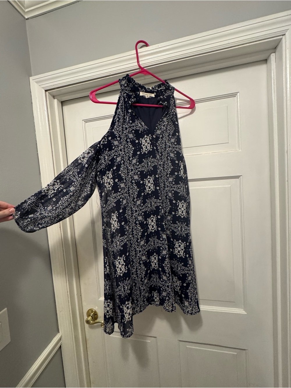 living doll Navy Blue Floral Dress